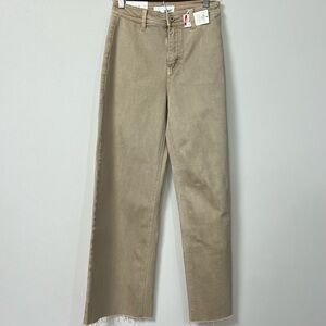 VERVET Khaki Wide Leg Jeans Raw Hem Size 25 NWT